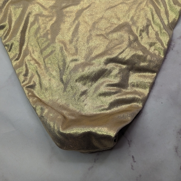 Good American Swim Bottom Women 4 XL Foil High Rise Waist Bikini Metallic Gold - Picture 5 of 9